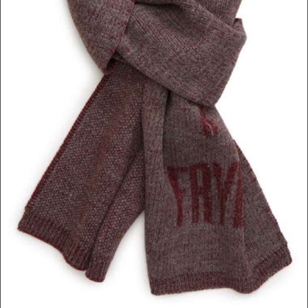 New Frye Logo Muffler Knit Scarf  Red Wool